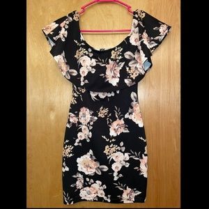 Off the Shoulder Bodycon Floral Mini Dress